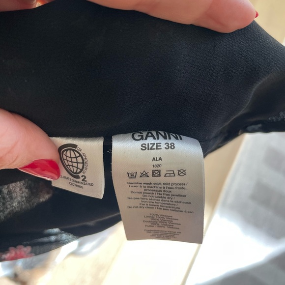 GANNI Elm Floral Print Georgette Wrap Top - Picture 6 of 6